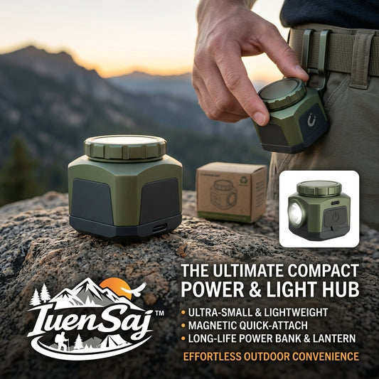 TuenSaj™ 3-in-1 Magnetic Ultra-Compact Power Bank & LED Camping Lantern | USB-C Rechargeable Portable Charger | Rugged Essential for Hiking, Backpacking & Emergency Prep