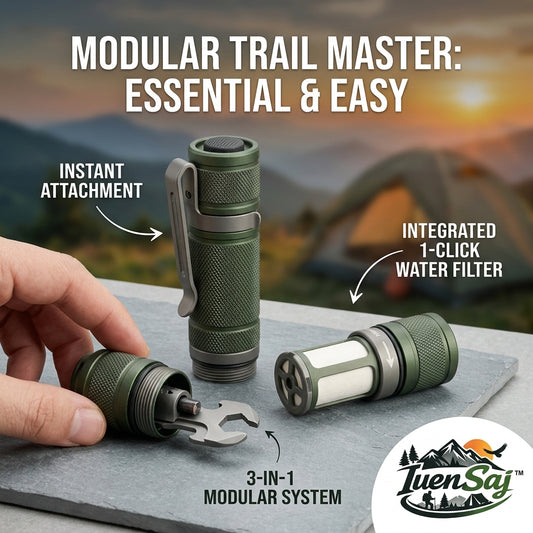TuenSaj™ Modular Trail Master: 3-in-1 Tactical Survival Multitool with Integrated Water Filter, Heavy-Duty Flashlight & EDC Wrench Kit – Essential Gear for Hiking, Camping & Emergency Preparedness